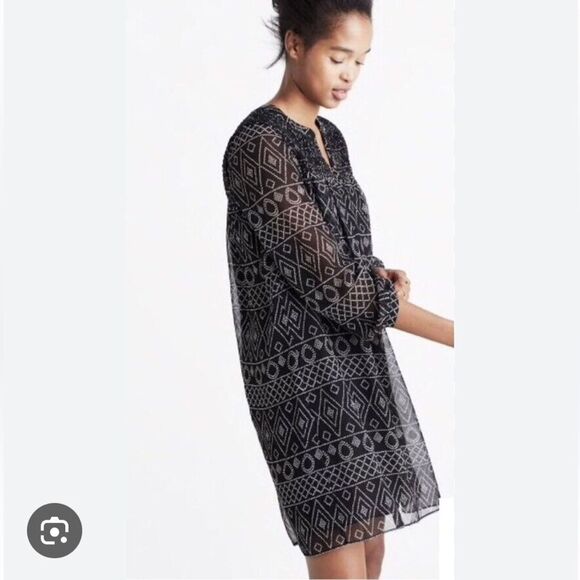 NWT Madewell $158 Smock Dress in Caravan Print Tribal True Black g0104 - size s - Picture 1 of 5
